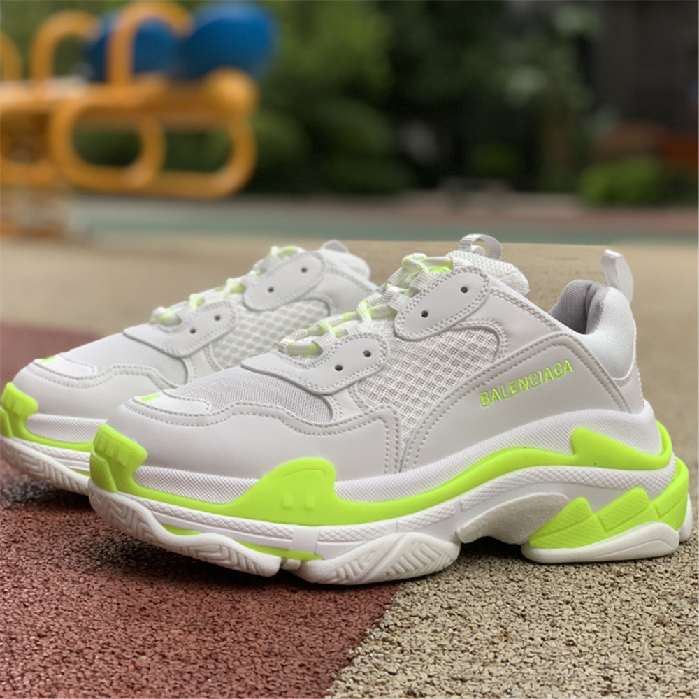 Balenciaga Triple S In  Fluorescent Green And White - DopestKickz