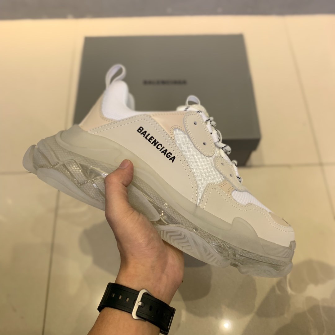 Balenciaga Clear Sole Triple S Trainers White - DopestKickz