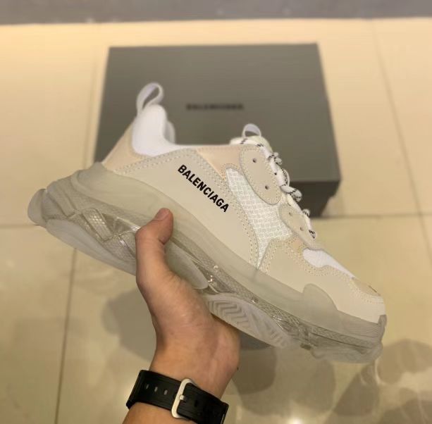Balenciaga Clear Sole Triple S Trainers White - DopestKickz