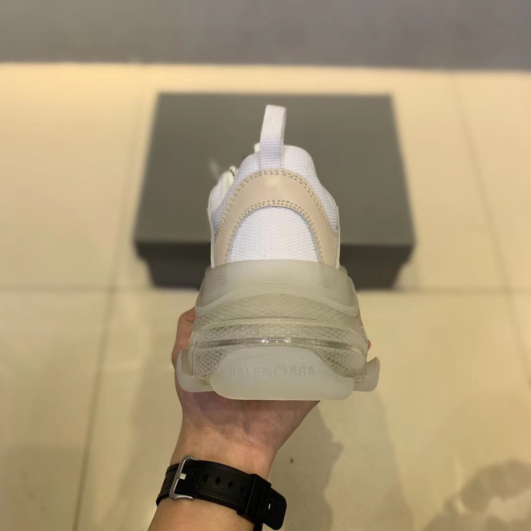 Balenciaga Clear Sole Triple S Trainers White - DopestKickz
