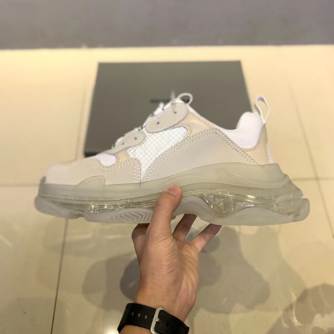 Balenciaga Clear Sole Triple S Trainers White - DopestKickz