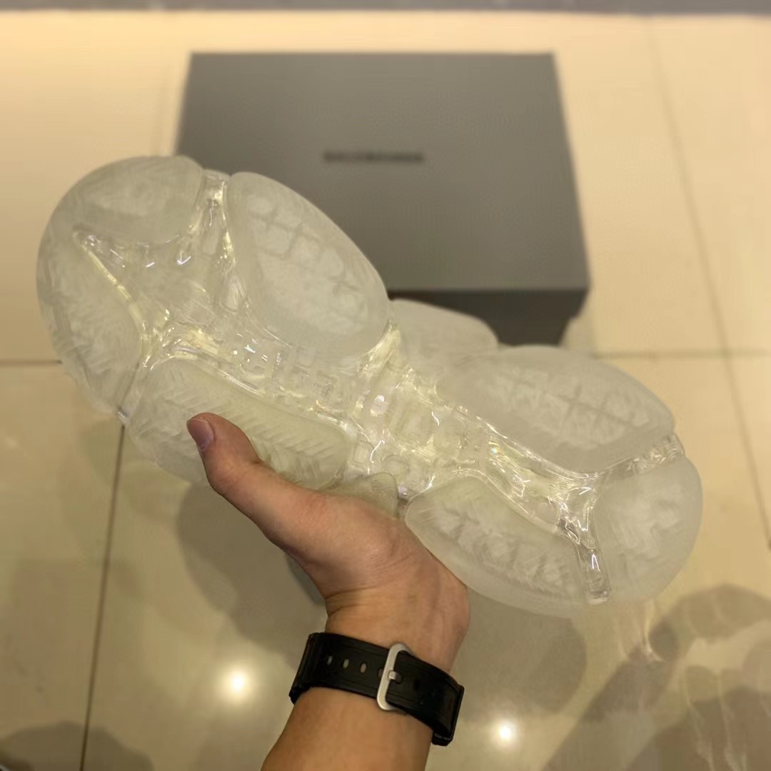 Balenciaga Clear Sole Triple S Trainers White - DopestKickz