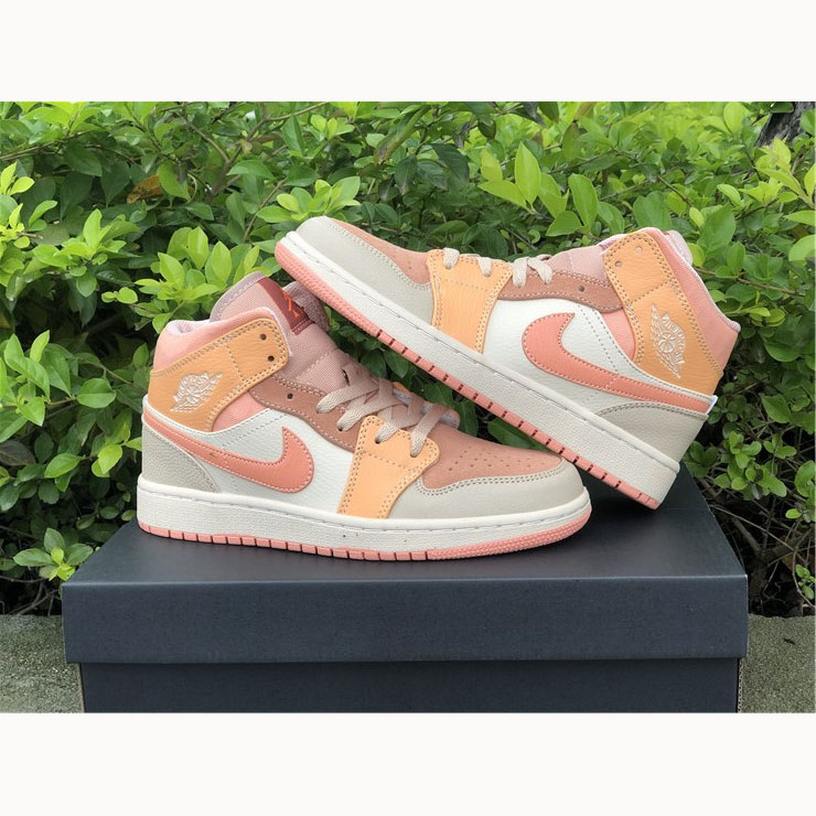Jordan  Pink Orange Stitching Air  1 Mid - DopestKickz