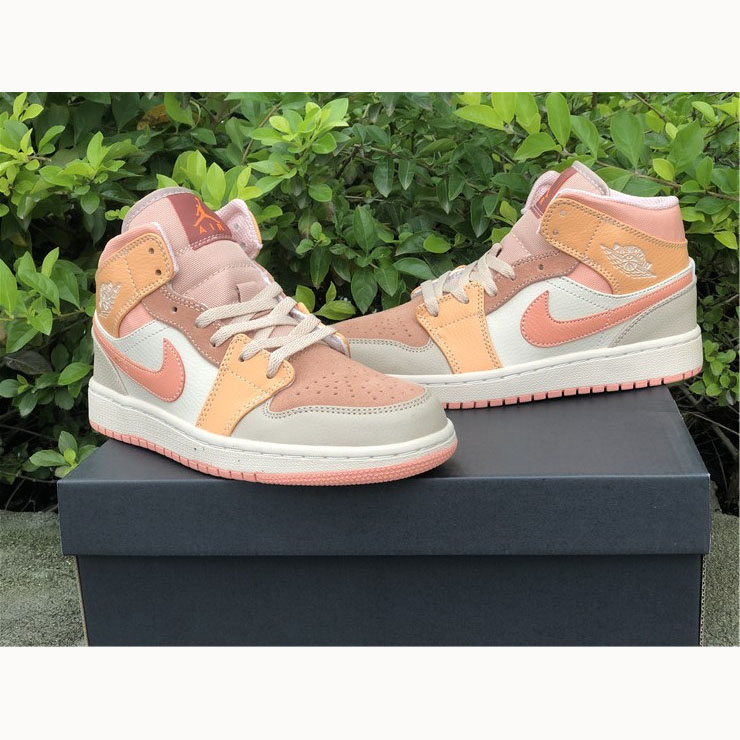 Jordan  Pink Orange Stitching Air  1 Mid - DopestKickz