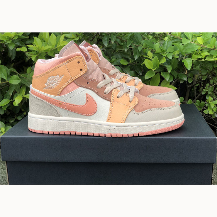 Jordan  Pink Orange Stitching Air  1 Mid - DopestKickz
