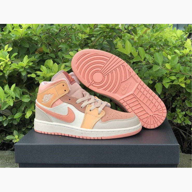 Jordan  Pink Orange Stitching Air  1 Mid - DopestKickz