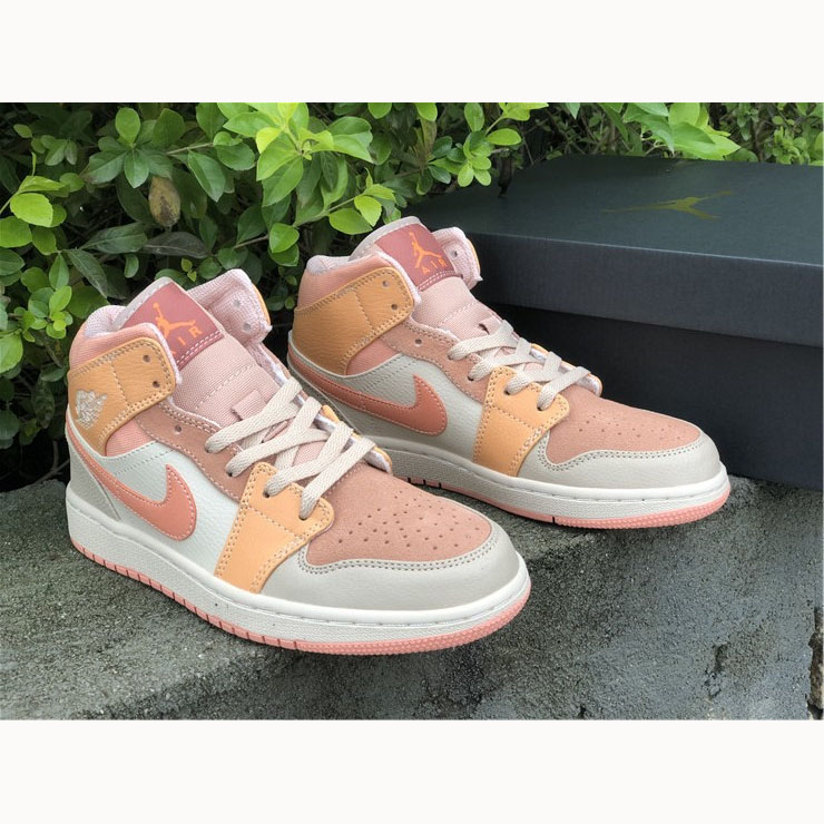 Jordan  Pink Orange Stitching Air  1 Mid - DopestKickz