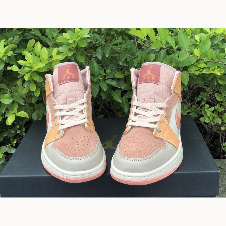 Jordan  Pink Orange Stitching Air  1 Mid - DopestKickz