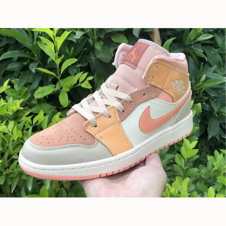 Jordan  Pink Orange Stitching Air  1 Mid - DopestKickz