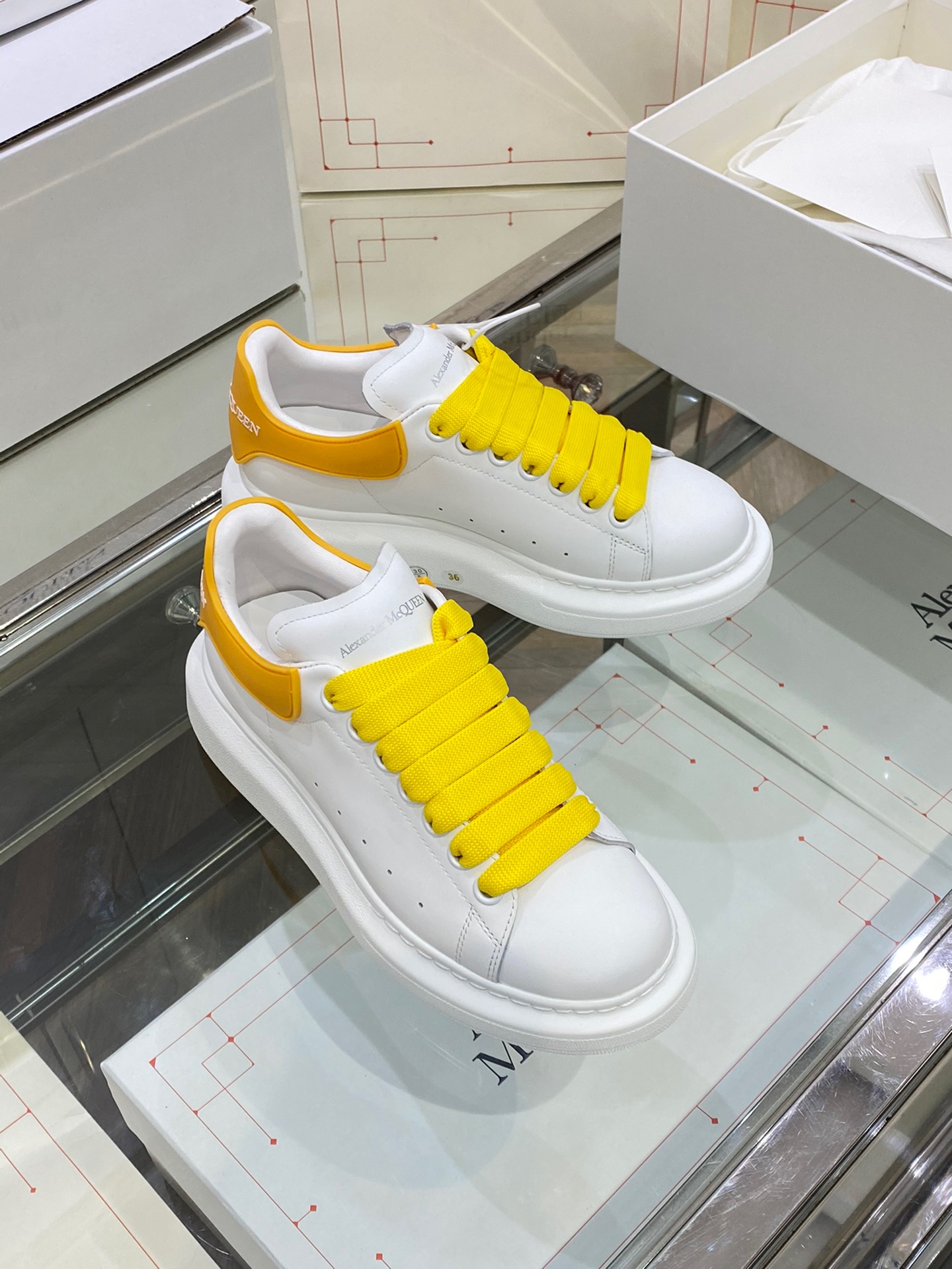 Alexander Mqueen Low-Top Air Platform Leather Sneakers    - DopestKickz