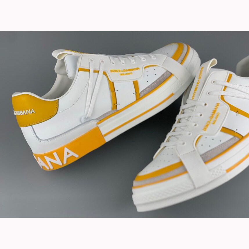 Dolce & Gabbana Calfskin 2Zero Custom Sneakers In Yellow - DopestKickz
