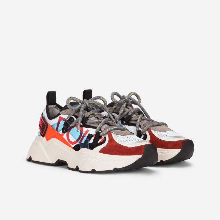 Dolce & Gabbana Stretch Mesh Daymaster Sneakers With Multi-color Details And Double Laces - DopestKickz