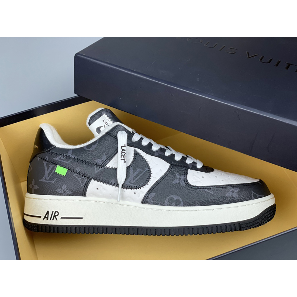 Louis Vuitton X Nike Air Force 1 Sneaker Black And White - DopestKickz