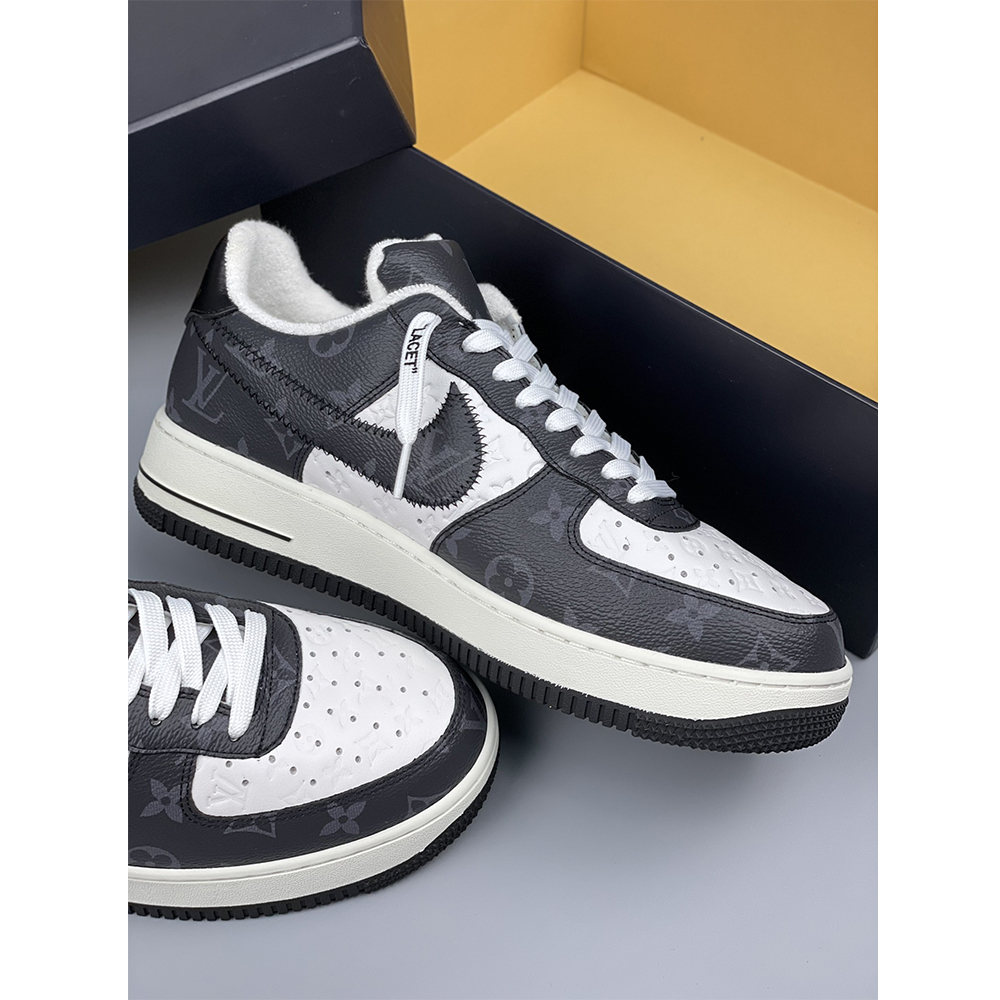 Louis Vuitton X Nike Air Force 1 Sneaker Black And White - DopestKickz