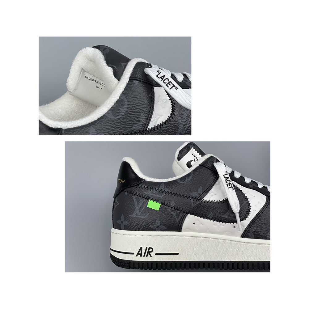 Louis Vuitton X Nike Air Force 1 Sneaker Black And White - DopestKickz