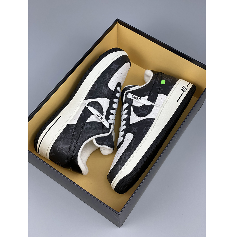 Louis Vuitton X Nike Air Force 1 Sneaker Black And White - DopestKickz
