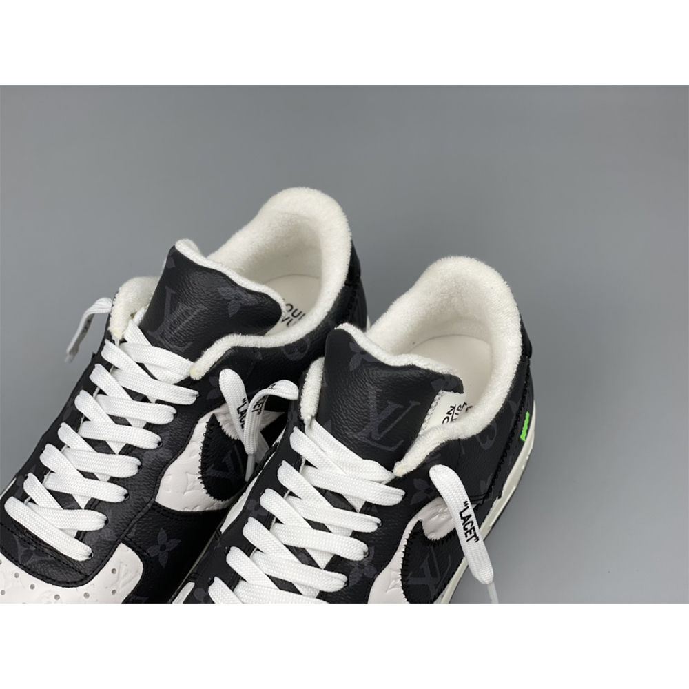 Louis Vuitton X Nike Air Force 1 Sneaker Black And White - DopestKickz