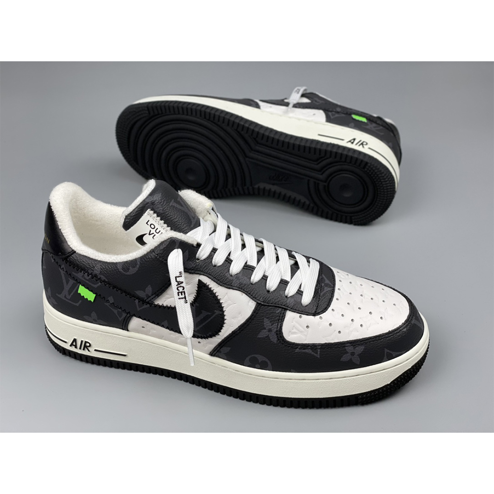 Louis Vuitton X Nike Air Force 1 Sneaker Black And White - DopestKickz