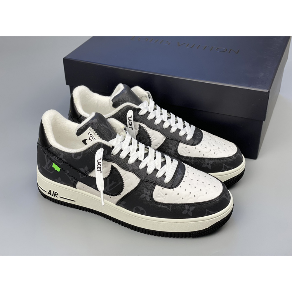 Louis Vuitton X Nike Air Force 1 Sneaker Black And White - DopestKickz
