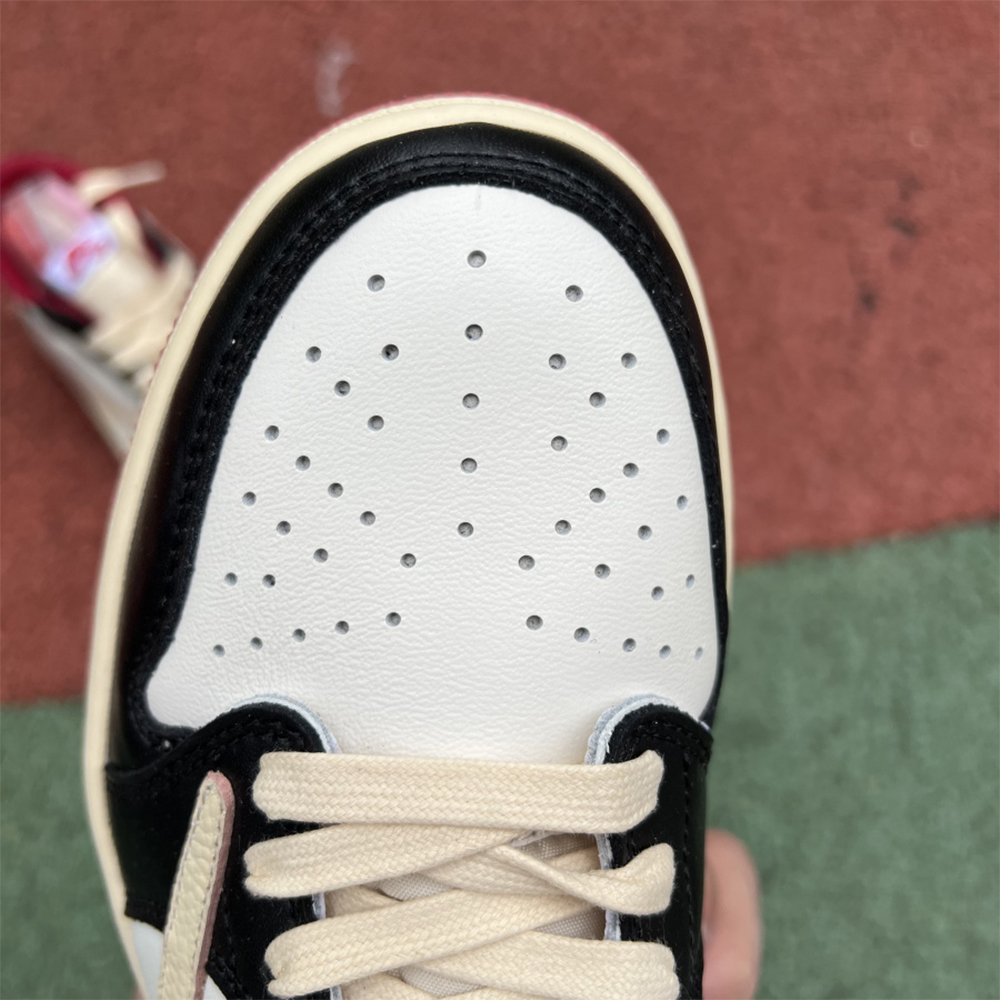 Jordan AJ1 Low Fragment X Travis Scott Black White Red - DopestKickz