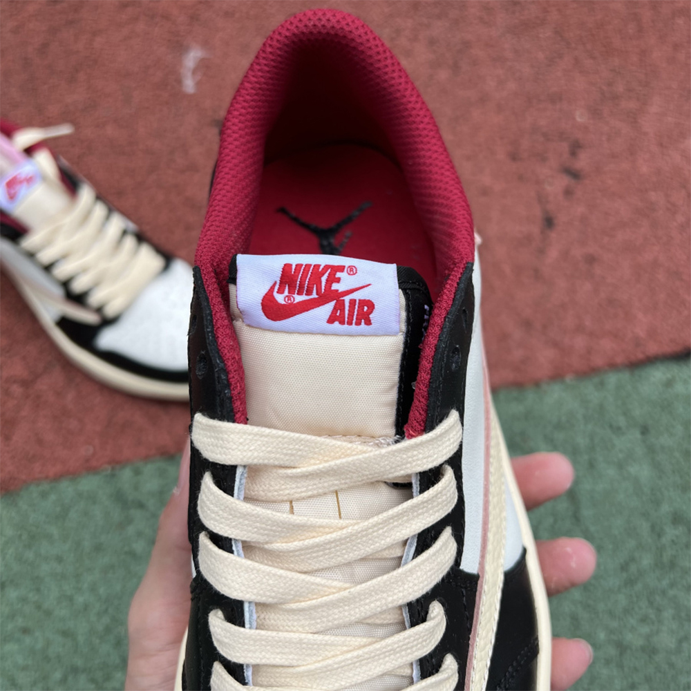 Jordan AJ1 Low Fragment X Travis Scott Black White Red - DopestKickz