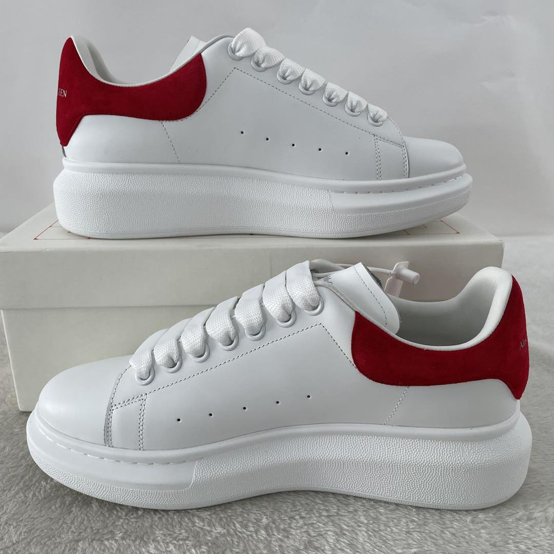 Alexander Mcqueen Leather Exaggerated-Sole Sneakers (Suede Red Back ) - DopestKickz