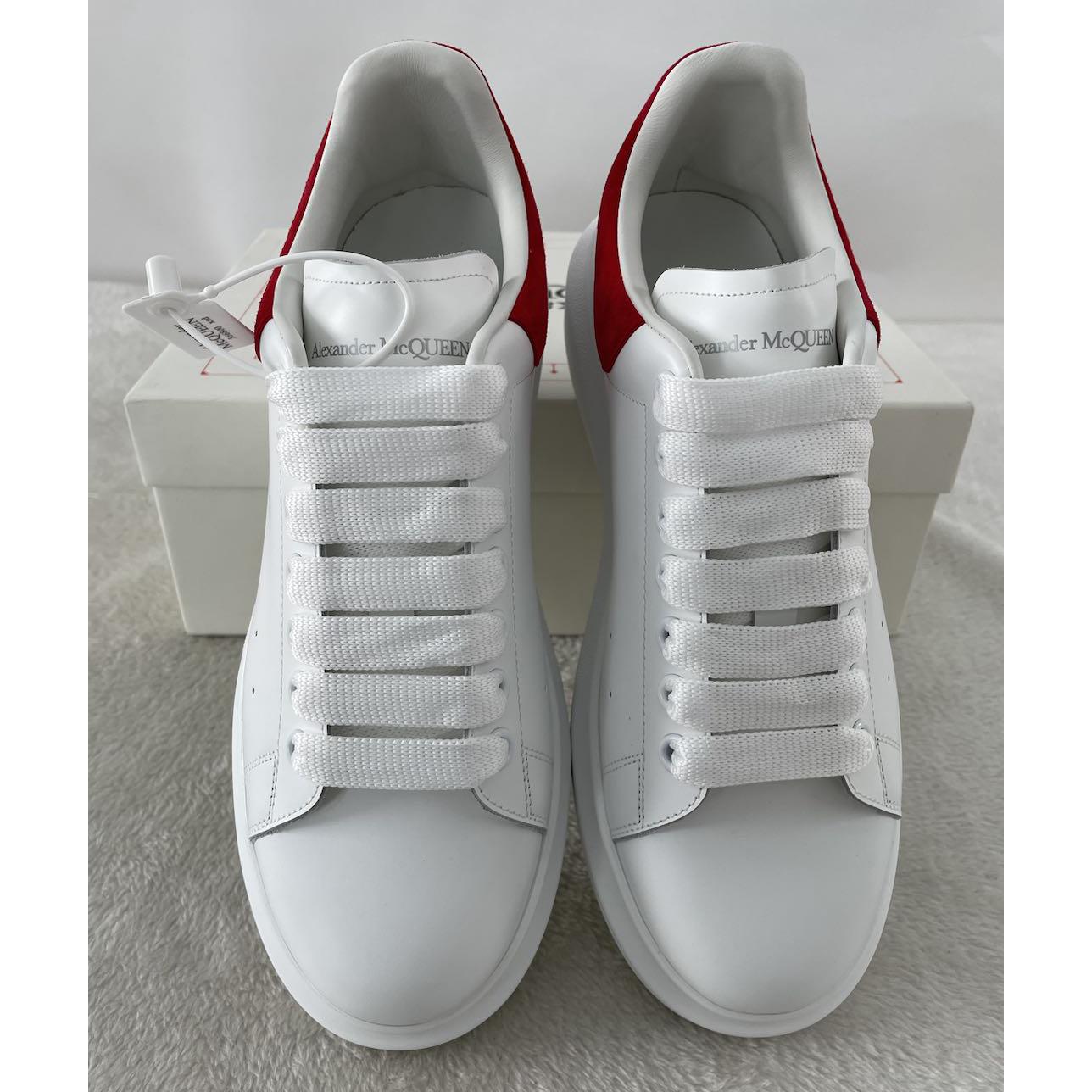 Alexander Mcqueen Leather Exaggerated-Sole Sneakers (Suede Red Back ) - DopestKickz
