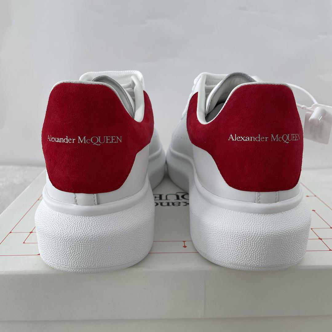 Alexander Mcqueen Leather Exaggerated-Sole Sneakers (Suede Red Back ) - DopestKickz