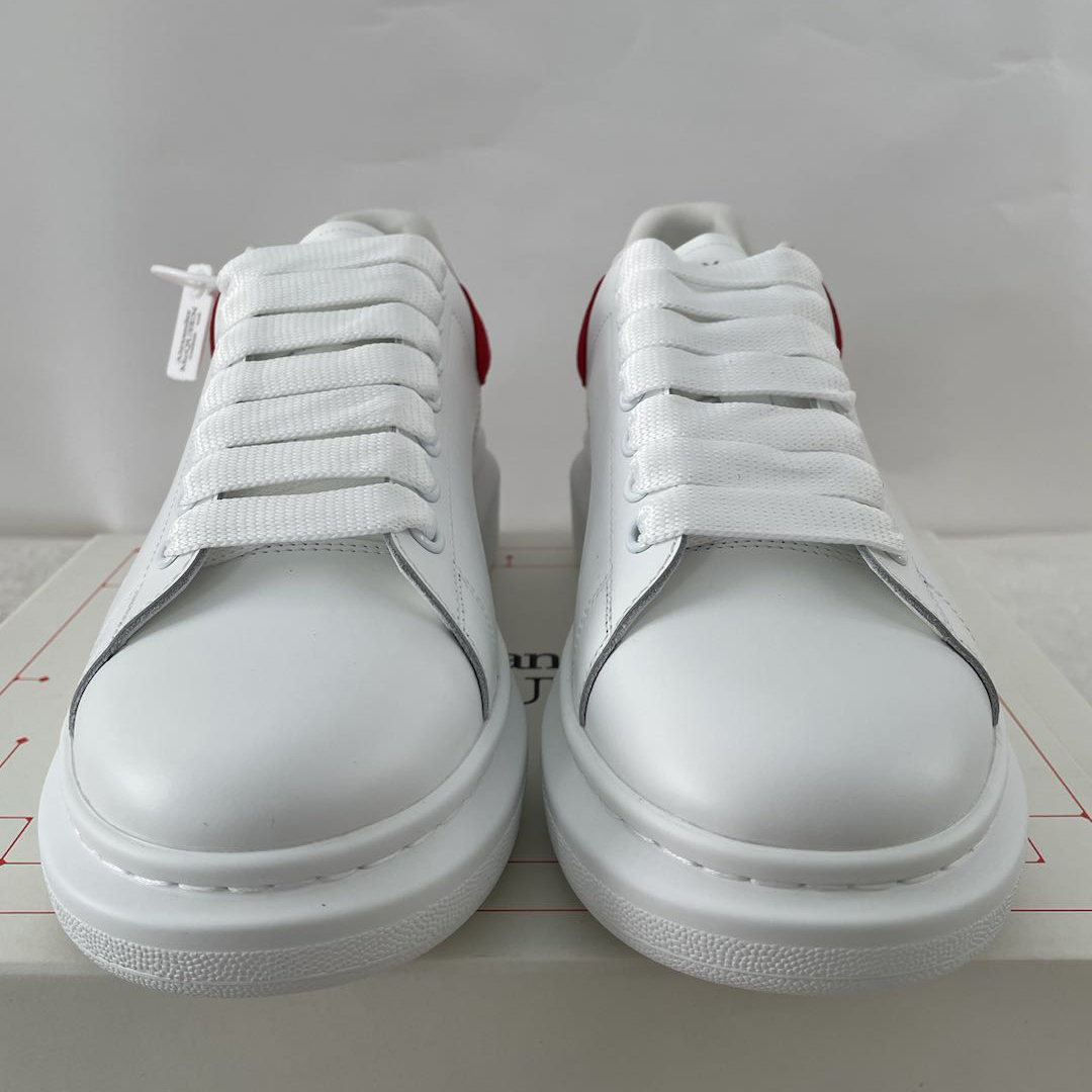 Alexander Mcqueen Leather Exaggerated-Sole Sneakers (Suede Red Back ) - DopestKickz