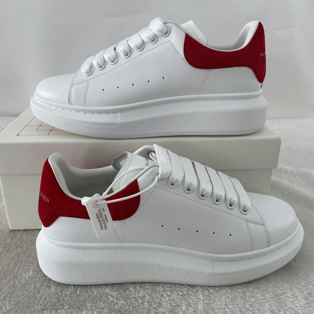 Alexander Mcqueen Leather Exaggerated-Sole Sneakers (Suede Red Back ) - DopestKickz