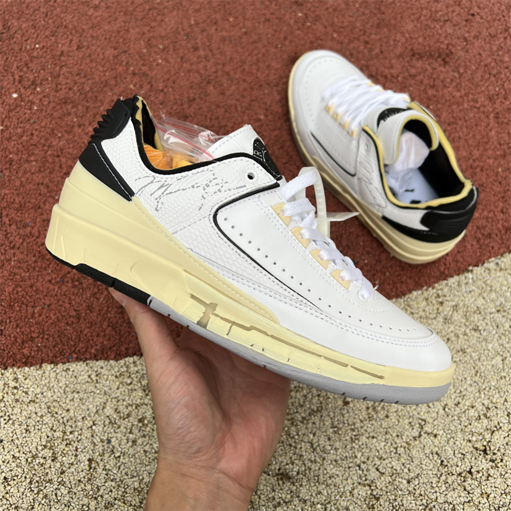 Jordan Offwhite X AJ2 Low “White/Black” Sneakers - DopestKickz