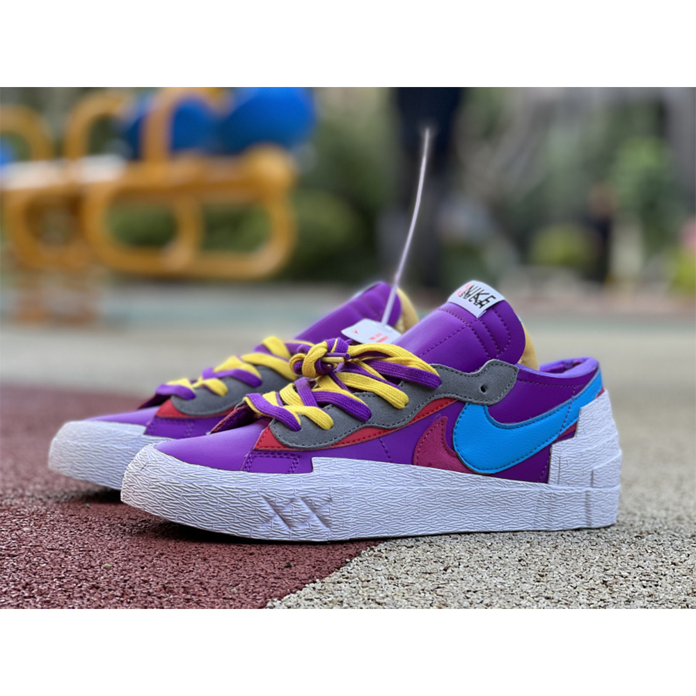 Kaws X Sacai X Nike Blazer Purple Sneakers  - DopestKickz