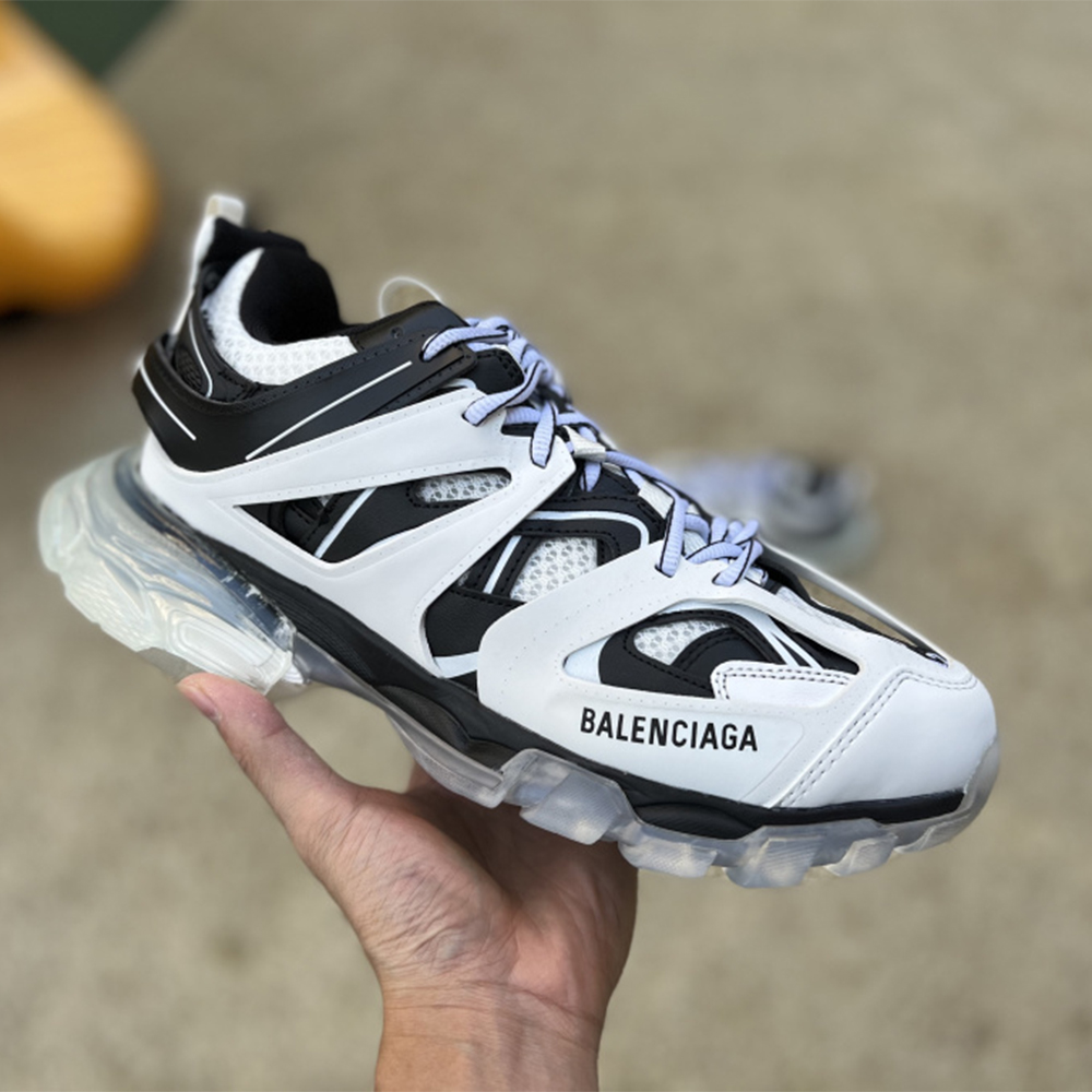 Balenciaga Men's Track Trainers Clear Sole In White - DopestKickz