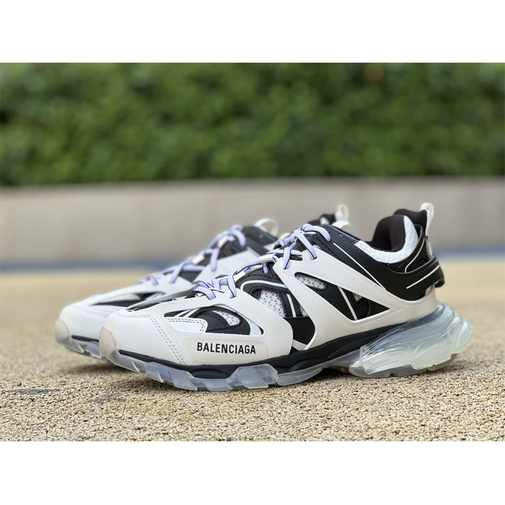 Balenciaga Men's Track Trainers Clear Sole In White - DopestKickz