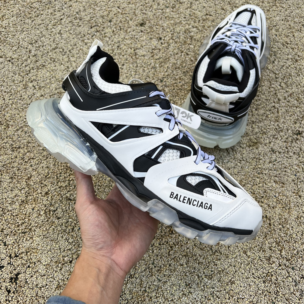 Balenciaga Men's Track Trainers Clear Sole In White - DopestKickz