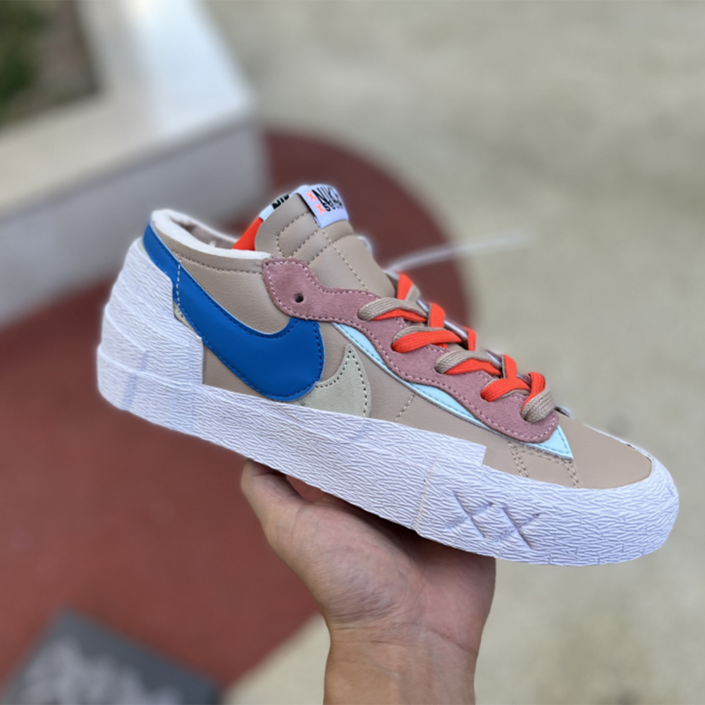 Kaws X Sacai X Nike Blazer Khaki Sneakers - DopestKickz
