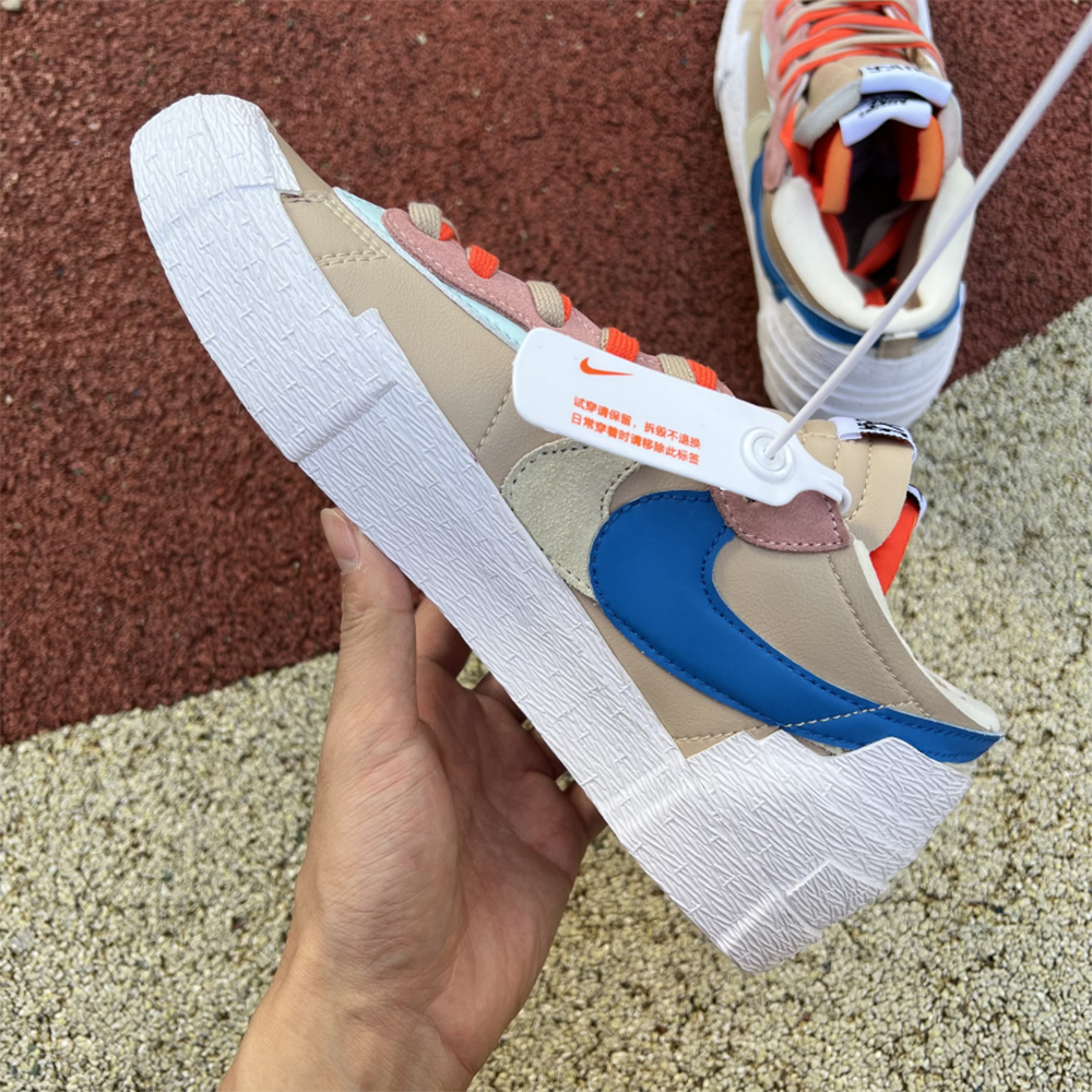 Kaws X Sacai X Nike Blazer Khaki Sneakers - DopestKickz