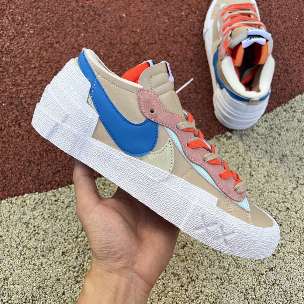 Kaws X Sacai X Nike Blazer Khaki Sneakers - DopestKickz