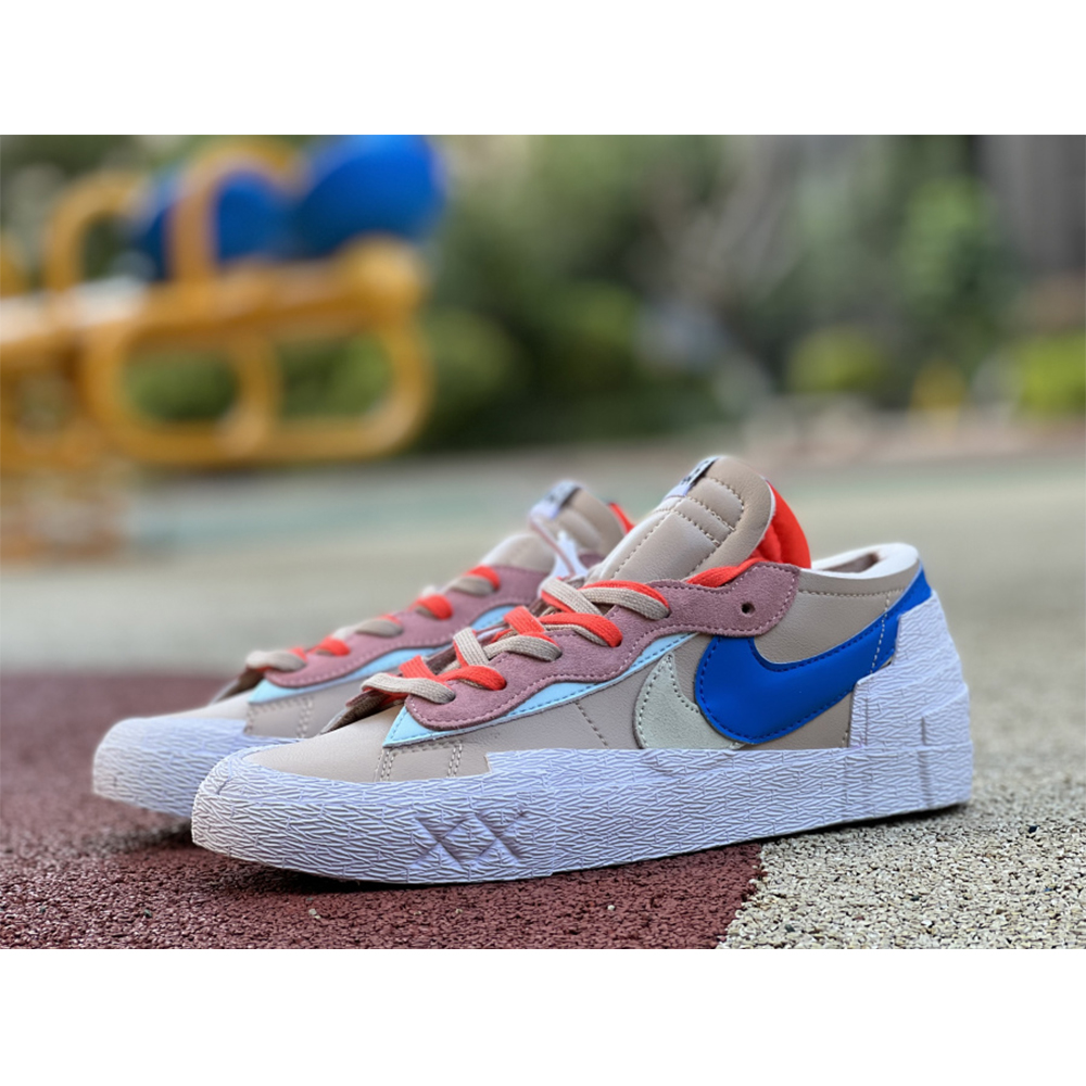 Kaws X Sacai X Nike Blazer Khaki Sneakers - DopestKickz