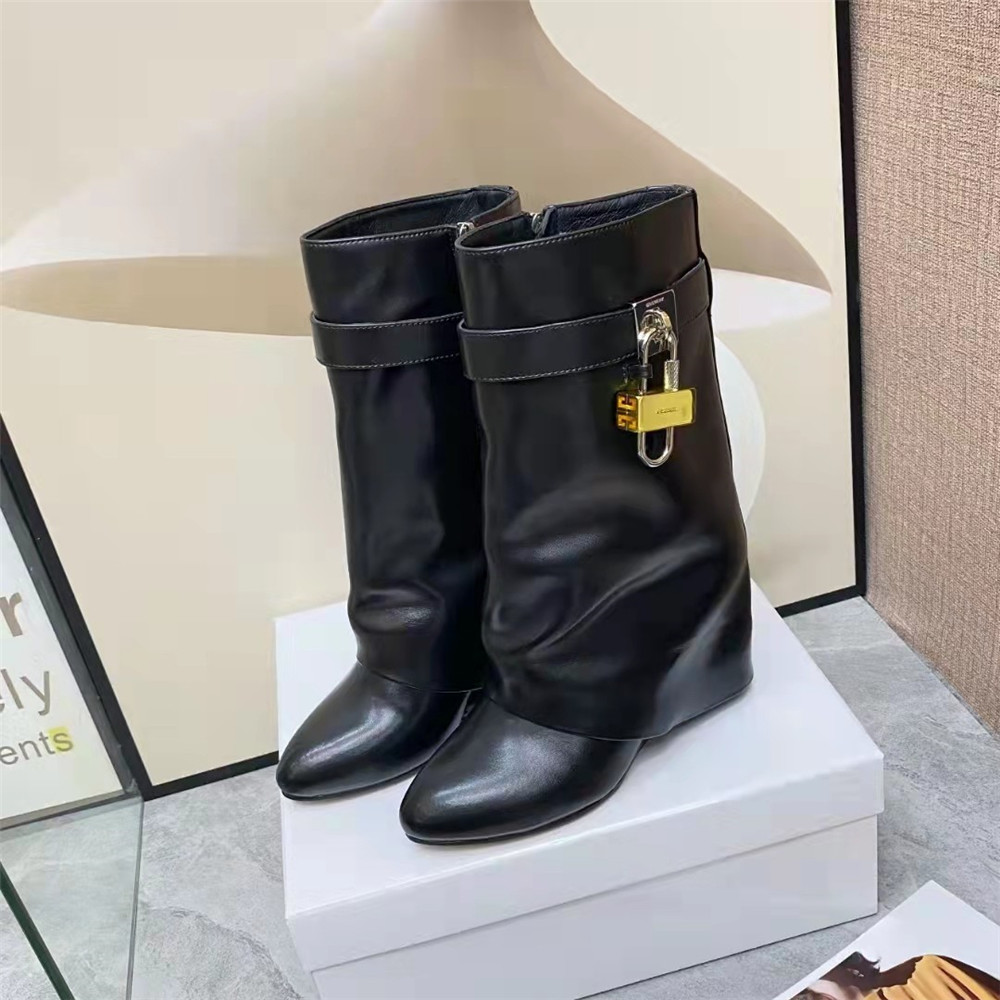 Givenchy Shark Lock Pant Boots In Leather - DopestKickz