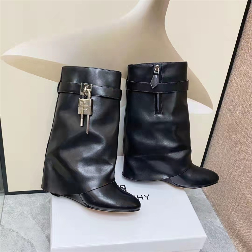 Givenchy Shark Lock Pant Boots In Leather - DopestKickz