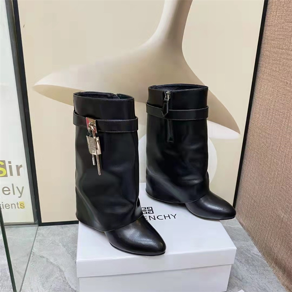 Givenchy Shark Lock Pant Boots In Leather - DopestKickz