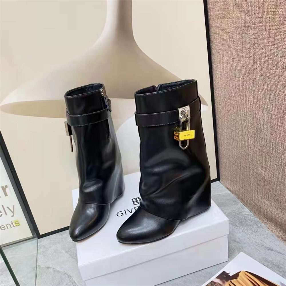 Givenchy Shark Lock Pant Boots In Leather - DopestKickz