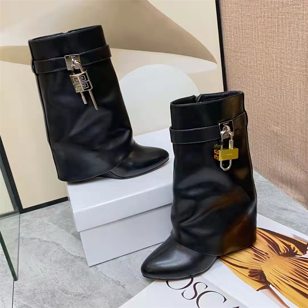 Givenchy Shark Lock Pant Boots In Leather - DopestKickz