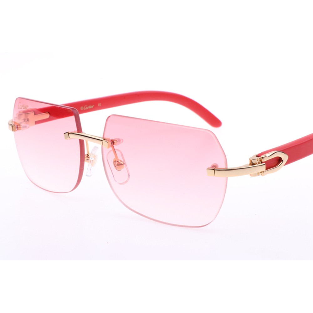 Cartier 8300818 Red Wood Sunglasses In Gold Gradient Pink - DopestKickz