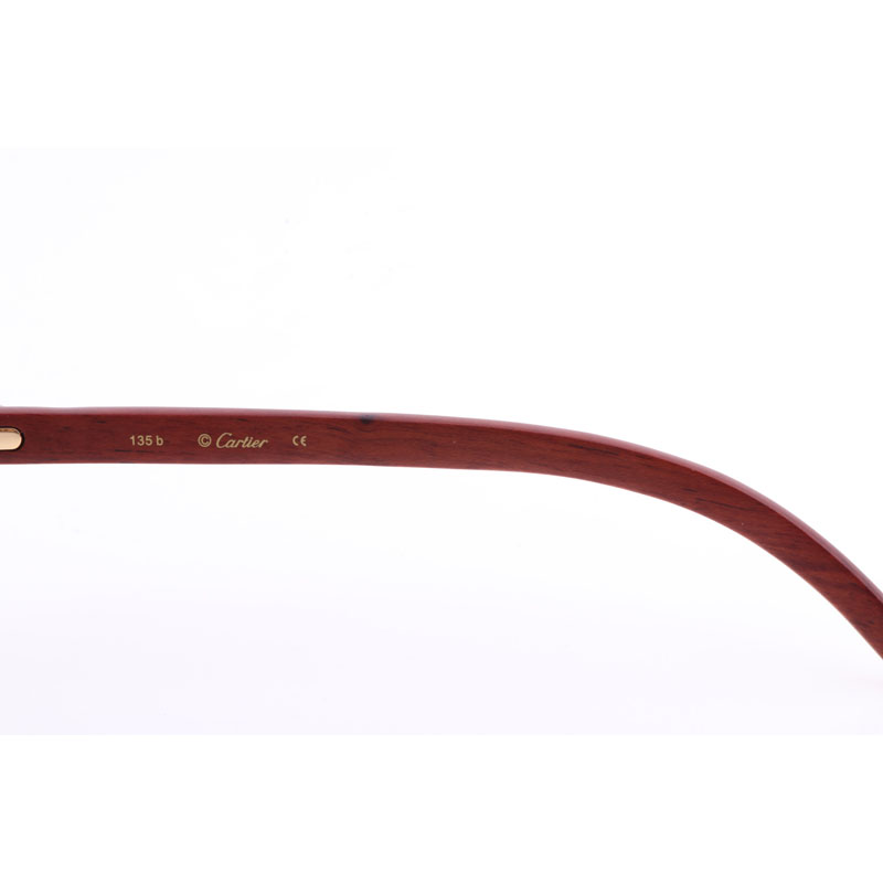 Cartier  8300818 Engrave Lens Wood Sunglasses In Gold Brown - DopestKickz