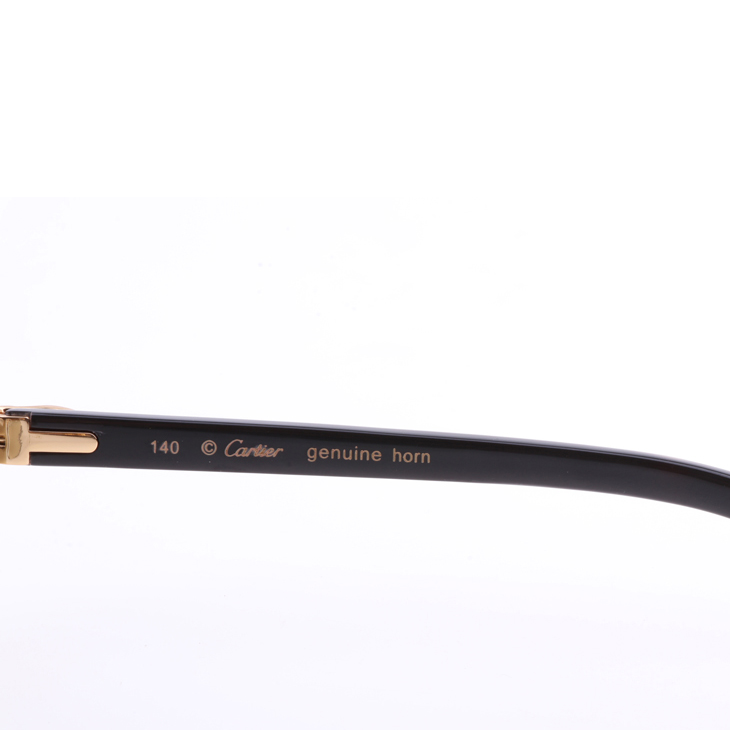Cartier 8300818 Engrave Lens White Mix Black Buffalo Sunglasses In Gold Brown - DopestKickz