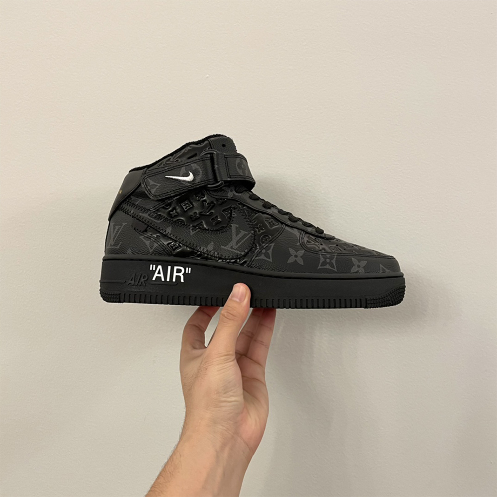Louis Vuitton X Nike Air Force 1 Mid-Top Sneaker In All Black - DopestKickz