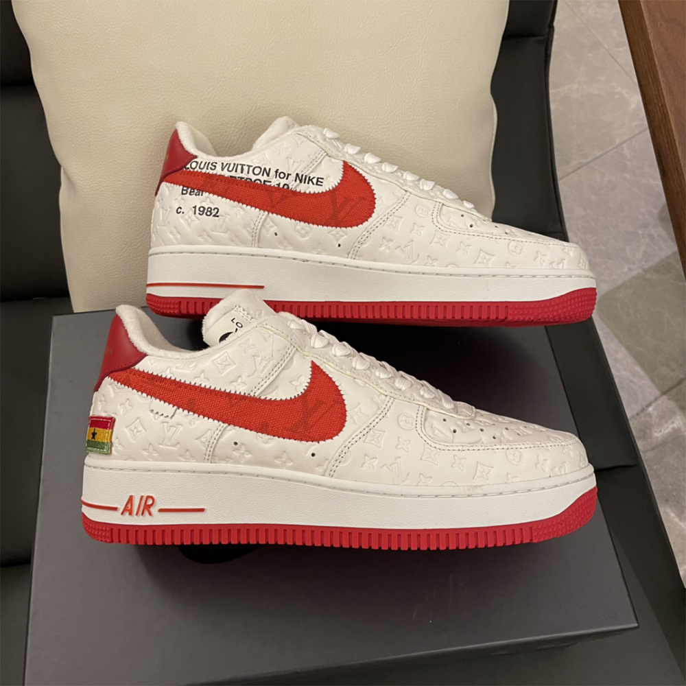 Louis Vuitton X Nike Air Force 1 Sneaker In White&Red - DopestKickz