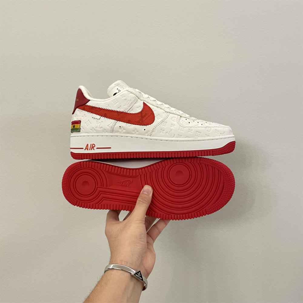 Louis Vuitton X Nike Air Force 1 Sneaker In White&Red - DopestKickz